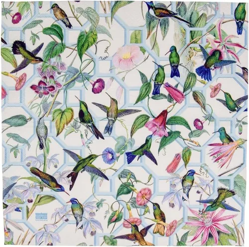 Vista 7 de Caspari Servilletas de cóctel de papel enrejado de colibrí - 20 por paquete