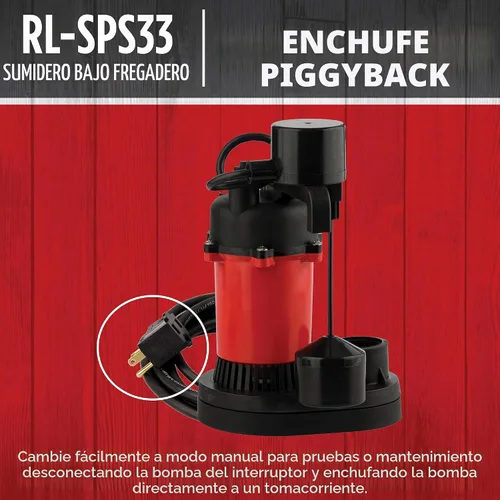 Vista 7 de Red Lion SPS33, 115V, 1/3 HP, 3200 GPH Kit de bomba de sumidero y lavabo