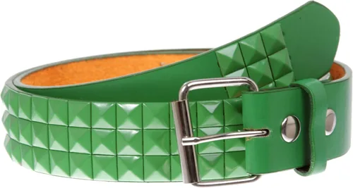 Vista 19 de Cinturón de piel con tachuelas Snap On, estilo punk, con estrella y pirámide, diseño de cuadros a cuadros Negro/Blanco