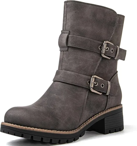 Vista 14 de GLOBALWIN Botines de Pelo para Mujer Botas de Tobillo de Combate de Moda para Mujer 19yy19 negro2