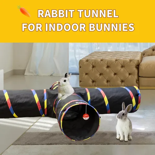 Vista 7 de Túneles grandes de 4 vías para gatos de interior, juguete de túnel de juego de 10 pulgadas de diámetro y 47 pulgadas de largo, tubo para gatos