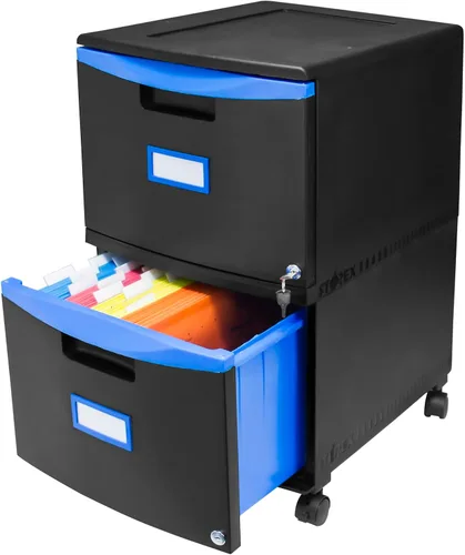 Vista 15 de Storex gabinete de un solo cajón de mini archivo con cerradura, 18.25 x 14.75 x 12.75 in, color negro, (61265B01C), Negro Total 1