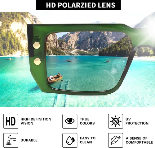 Vista 3 de JIM HALO Gafas de sol rectangulares para mujeres y hombres, lentes de conducción polarizados retro de los años 90, estilo vintage, marco cuadrado