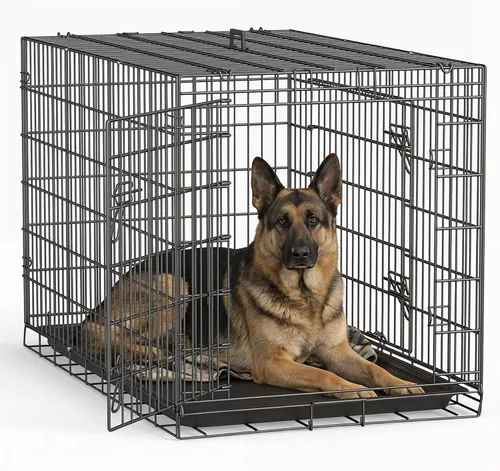 Vista 28 de [Usado] FDW Jaula para perros pequeños de 24 pulgadas plegable de metal con alambre para mascotas, doble puerta con panel divisor para interiores