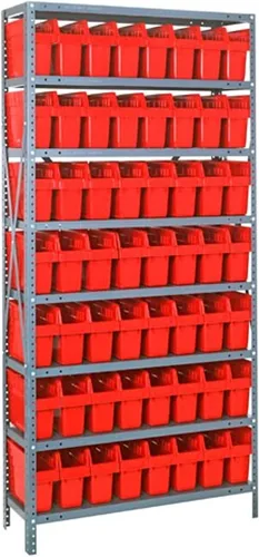 Vista 365 de Quantum QSBU-245BK Heavy Duty Shelving Unit with (7) Shelves and (24) QUS245 Black Bins for Garage Warehouse Storage Distribution 400 lb Load