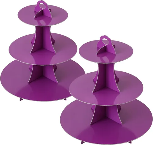 Vista 26 de Soleebee Soporte redondo de 3 niveles para cupcakes, torre de cartón para cupcakes, torre de soporte para pasteles de postre para decoración