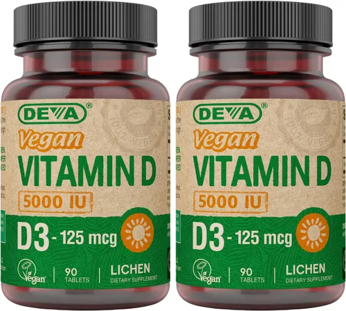 Vista 7 de DEVA Vitamina D3 5000 UI, suplemento de sol, 125 mcg de D3 vegano, botella de 90