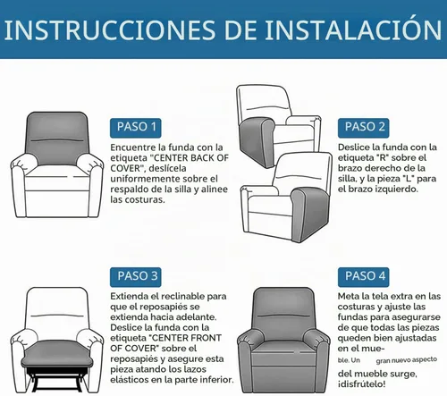 Vista 7 de Fundas para sillas reclinables, fundas reclinables de 4 piezas, fundas para 12 meses