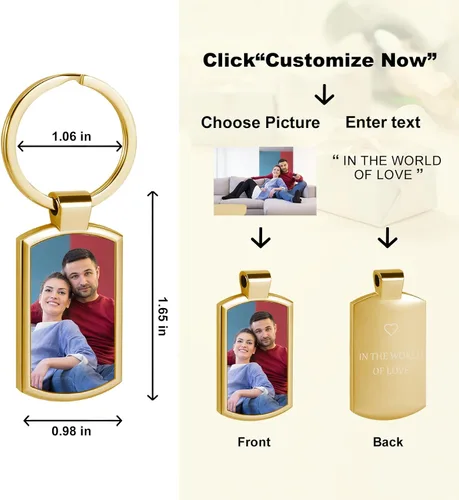 Vista 5 de Llavero personalizado con foto, llavero personalizable con texto personalizable, llavero colgante de aleación, llavero personalizado con imagen