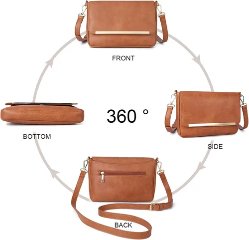 Vista 6 de Bolsos cruzados pequeños para mujer, bolso de hombro ligero para mujer, bolso cruzado para adolescentes, cuero vegano, portátil
