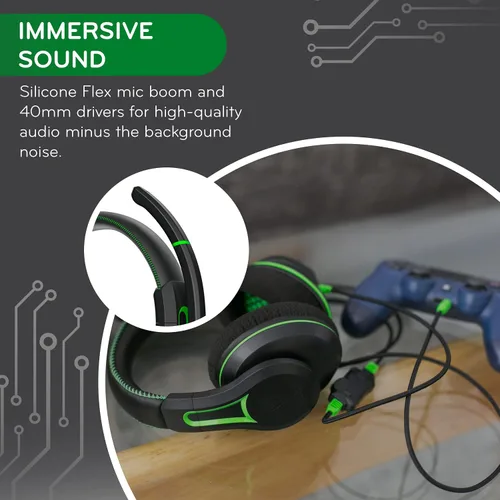 Vista 5 de ThinkWrite Technologies Victory 250XG auriculares de PC de primera calidad auriculares con cable para juegos con conector de 0138in verde