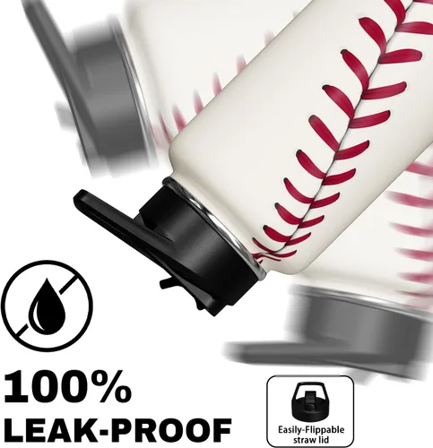 Vista 4 de Botella de Agua de Béisbol 18oz Botellas de Agua Deportivas Aisladas Regalos de Béisbol para Hombres Mujeres Regalo para Entrenador Amantes