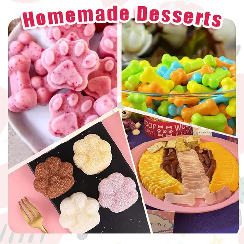 Vista 7 de Moldes de silicona para patas y huesos de cachorro, moldes para hornear, moldes de chocolate, molde de silicona para golosinas para perros, paquete