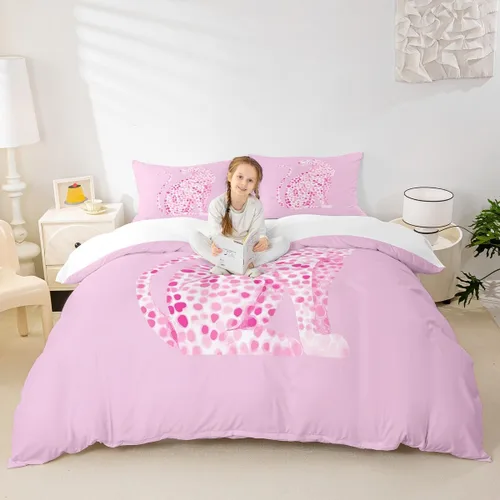 Vista 27 de Juego de funda de edredón para niños, tamaño individual, diseño de cebra y leopardo con purpurina, decoración de habitación para niñas y mujeres