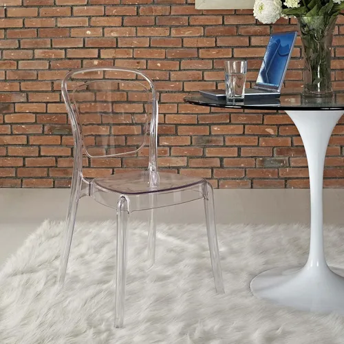 Vista 2 de Modway Entreat - Silla moderna de acrílico para cocina y comedor en transparente, totalmente montada
