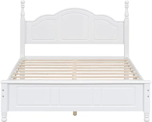 Vista 4 de SOFTSEA Marco de cama de tamaño matrimonial con cabecero alto y estribo, plataforma de madera