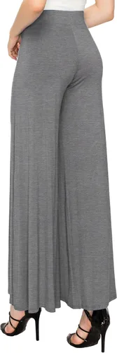 Vista 136 de Made By Johnny Pantalones palazzo elásticos de pierna ancha para mujer, lisos, casuales, cómodos