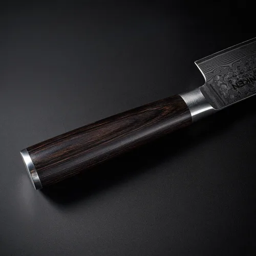 Vista 8 de SENKEN Damasco - Juego de cuchillos de 5 piezas, colección Ronin con núcleo de acero japonés VG10, cuchillos de chef con mango de madera, Santoku