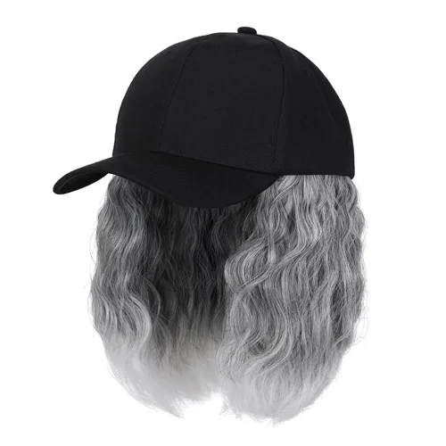 Vista 10 de Gorra de béisbol con extensiones de cabello, peluca ajustable, gorra corta y recta de 14 pulgadas, peluca sintética para mujer, rubio ceniza mezcla