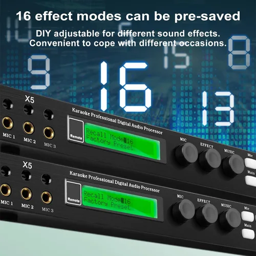 Vista 5 de Depusheng X5 Mezclador Digital Reverberator Micrófono KTV Karaoke Procesador de Audio