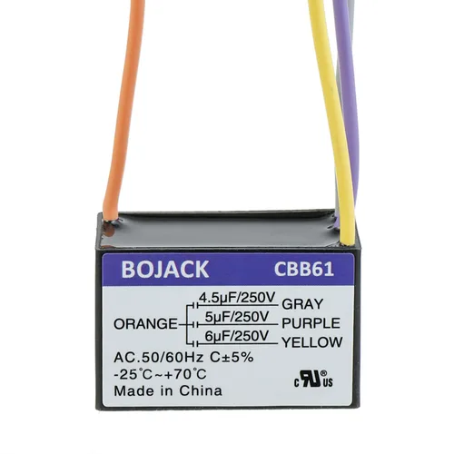 Vista 7 de BOJACK CBB61 4uF+5uF+6uF 250V AC Ventilador de techo Condensador de arranque para compatible con Harbor Breeze & New Tech 5 Wire