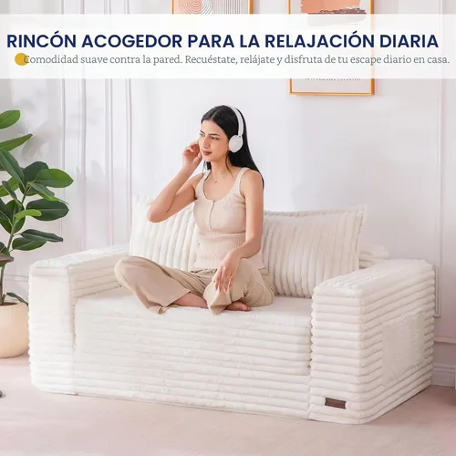 Vista 3 de MAXYOYO Sofá cama convertible, sofá cama plegable 2 en 1 para espacios pequeños, sofá biplaza extraíble con almohada trasera grande, sofá de tela