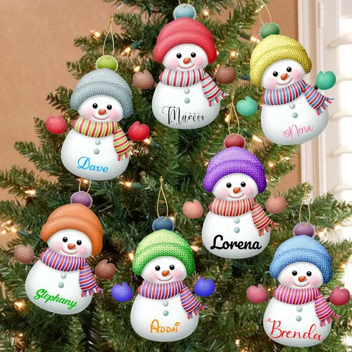 Vista 14 de Adornos de Navidad personalizados 2025, repisa de chimenea, familia de 2/3/4/5/6 nombres de miembros de la familia Joy para decoraciones de árbol