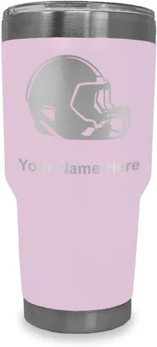 Vista 20 de LaserGram Vaso aislado al vacío de 20 onzas, casco de fútbol, grabado personalizado incluido (morado claro)