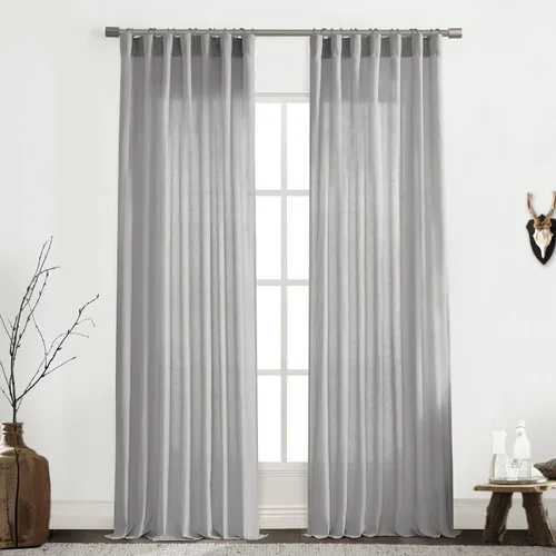 Vista 20 de XTMYI - Cortinas transparentes de 54 pulgadas de largo, juego de 2 paneles para baño, cortinas cortas de lino y algodón con semi privacidad