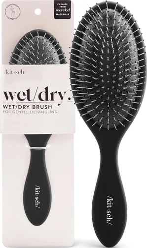 Vista 11 de Kitsch Cepillo desenredante para cabello húmedo y seco, cepillo flexible para mujeres, hombres y niños, cepillo desenredante para cabello rizado