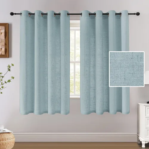 Vista 16 de H.VERSAILTEX Cortinas de lino de 63 pulgadas de largo, cortinas de granja completamente filtrantes de luz, juego de 2 paneles de cortina