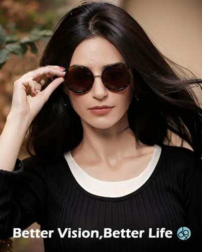 Vista 2 de JOOX Gafas de sol redondas polarizadas retro para mujer, gafas de sol vintage de gran tamaño con lente de protección UV 100%