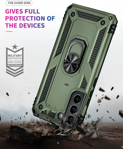 Vista 5 de ADDIT Funda S22 para Samsung Galaxy S22, con anillo de soporte, soporte ajustable, grado militar, protección resistente, a prueba de golpes