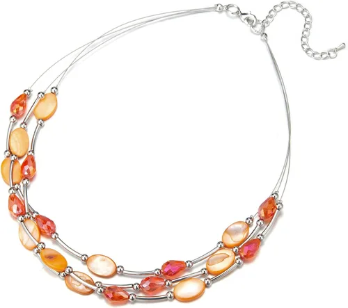 Vista 2 de Collar a capas con cristal para mujer, gargantilla con cadena de plata gruesa, regalo de cumpleaños para mujer