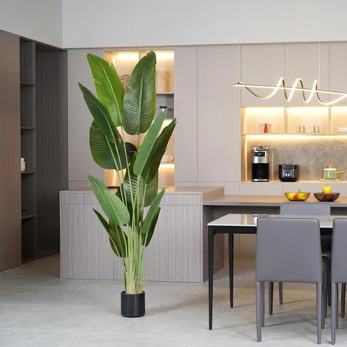 Vista 8 de Árbol Artificial de 6.6 Pies de Seda Ave del Paraíso Grande Plantas Falsas Grandes en Maceta Plantas de Piso de Seda Sintética Altas para Decoración