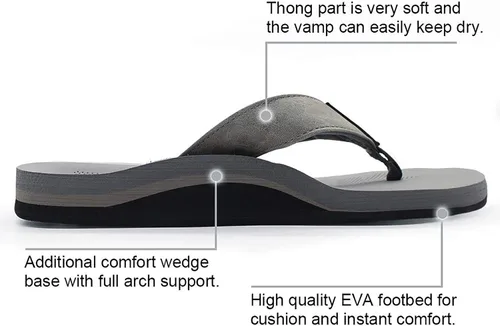 Vista 2 de Men Sandals Flip Flop with Orthotic Arch Support Athletic Slide Sandals for Men with Soft Cushion Footbed