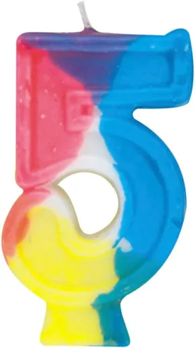 Vista 3 de Vela de cumpleaños arcoíris número "0", 2.75 pulgadas (1 unidad), centro de mesa de celebración de cera colorida, decoración perfecta para fiestas