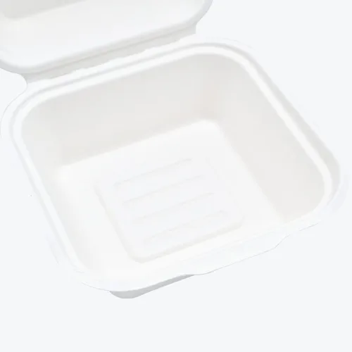 Vista 3 de Recipiente para llevar de 6 x 6 pulgadas, resistente, 100% biodegradable, apto para horno, hecho de fibras ecológicas de bagazo de caña de azúcar a
