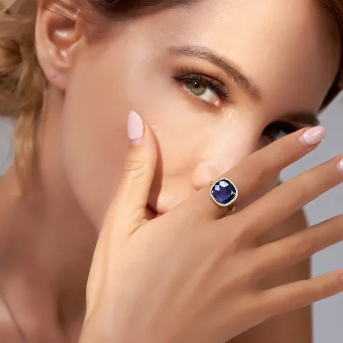Vista 4 de Jupiter Natural Gemstone Women's Ring - 14k GoldRhodium Plated Genuine Gemstone Women Ring, 0.47"12mm Natural Birthstone Rings Jewelry Gifts for