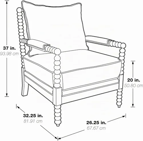 Vista 3 de OSP Home Furnishings Fletcher - Silla decorativa con acabado marrón rústico, tapicería beige niebla