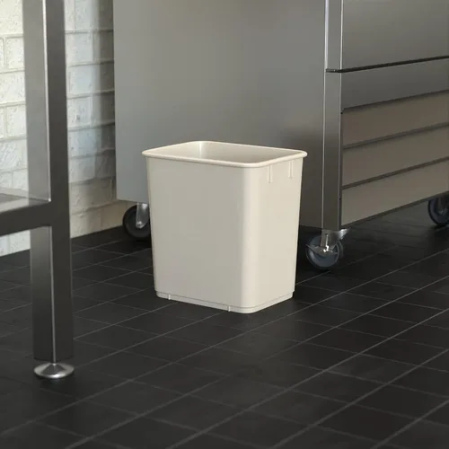 Vista 5 de Cubo de basura rectangular beige de 13 cuartos de galón / 3 galones para dormitorio, oficina, baño, se adapta debajo del escritorio