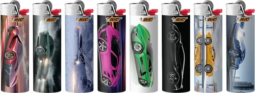 Vista 2 de BIC Edición especial Supercar Series Maxi encendedores de bolsillo, juego de 8 encendedores