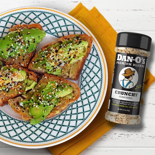 Vista 4 de Dan-O's Condimento Crujiente, Botella de 3.5 oz, Condimento para Todo para Pescado, Huevos, Ensaladas, Verduras y Más, Sin Azúcar, Cero Calorías