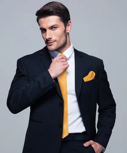 Vista 5 de Juego de corbata de satén sólido y pañuelo de bolsillo para hombre, conjunto de corbata a juego para hombre Ámbar