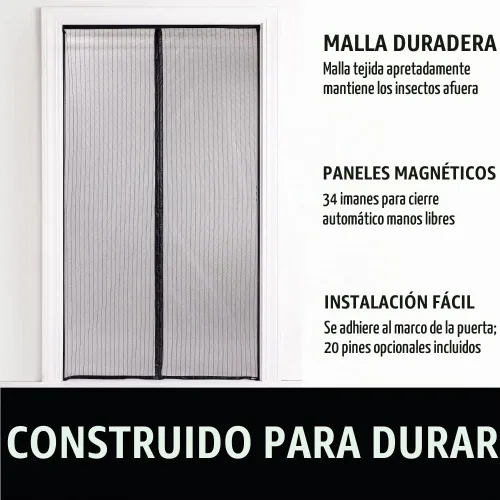 Vista 2 de GORILLA GRIP Puerta mosquitera magnética, cortina de malla manos libres mantiene fuera insectos y mosquitos, cierre magnético automático, cubierta