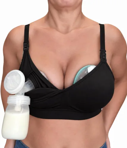 Vista 11 de Simple Wishes Pumping Bra Hands Free, Molded Cup Nursing Bra Paquete combinado: brasier índigo + camiseta sin mangas índigo