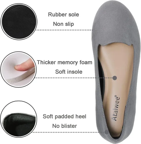 Vista 3 de Ataiwee - Zapatos planos anchos para mujer, cómodos zapatos de ballet simples