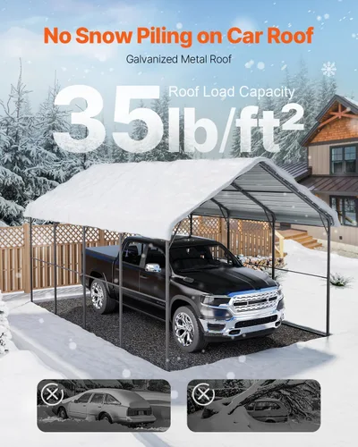 Vista 83 de VEVOR Cobertizo Tienda de Almacenamiento Exterior Portátil Resistente de 6 x 8 x 7 pies, Refugio de Cochera Garaje Impermeable con Puerta Enrollable