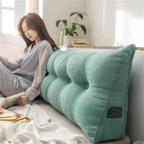 Vista 14 de Almohada triangular para cabecero de cama, almohada de lectura de cuña, cojín de sofá cama, respaldo grande, almohadas de apoyo para dormitorio