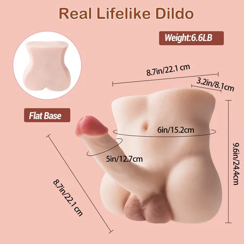 Vista 5 de Muñeca sexual de torso con consolador realista flexible de 8.7 pulgadas para masturbación de mujeres, muñecas sexuales para hombres, sexo